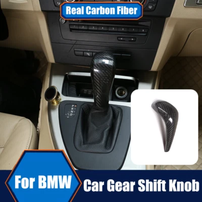 Cubierta de ajuste de perilla de cambio de marchas de coche de fibra de carbono para BMW X1 E90 E92 E93 E87 2006-12  Foto 1 de 4