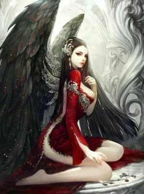 5D Diamond Painting Kit Angel Black Wings Crafts Full Round Drill Resin Diamonds - image 1 of 4