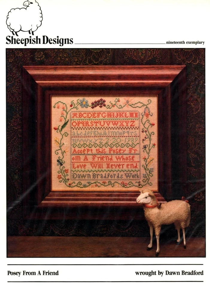 POSEY FOR A FRIEND-OOP SAMPLER-CROSS STITCH CHART-SHEEPISH DESIGNS - Image 1 of 1