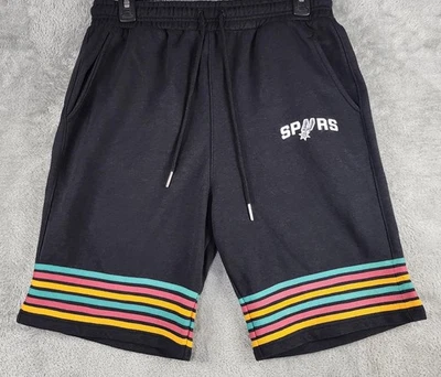 San Antonio Spurs Shorts Mens XL Black NBA Basketball Fiesta Stripes Drawstring - Image 1 of 4