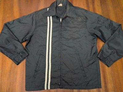 Vintage Unitog 60s 70s Jacket M Green Stripe Zip USA Union Made Nylon Workwear - Image 1 of 4