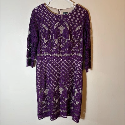 Vestido Vaina Gabby Skye Púrpura Encaje Elegante Hasta la Rodilla Manga 3/4 Mujeres 12 Foto 1 de 4