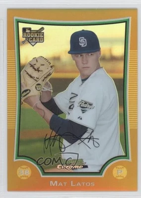 2009 Bowman Draft Chrome Gold Refractor /50 Mat Latos #BDP18 Rookie RC - Image 1 of 2