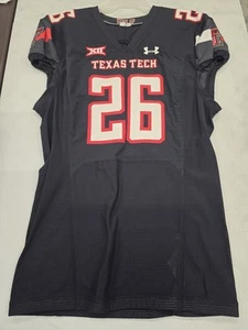 2020 TEXAS TECH RED RAIDERS #26 GAME USED Authentic Football Jersey BLACK 48 - Picture 1 of 2