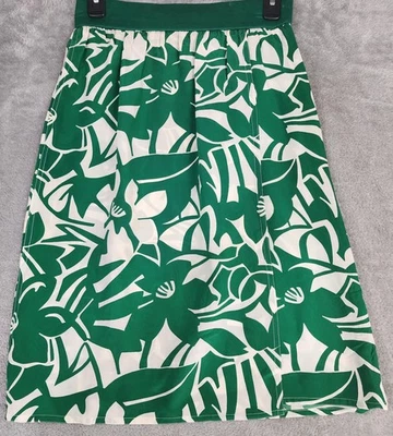 Liz Claiborne Skirt Womens 4 Green White Floral Silk Pockets Wrap Style Vintage - Image 1 of 4