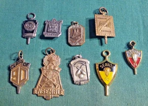 Lot 9 Old Vintage Medals Charms Pendants Scholastic School Music Sports Grad - Picture 1 of 9
