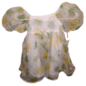 Pokémon Pikachu Organza Puff Sleeve St. Patrick's Day Dress Girls' XS 4/5 Ivory - Picture 1 of 3