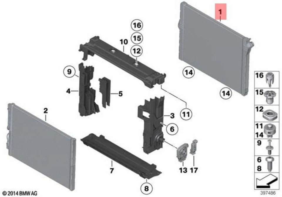 Radiador original BMW Alpina B6 B7 B7L B7LX B7X F01 F02 F06 17117980109 Foto 1 de 1