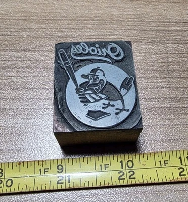 Vintage Letterpress Printing Block Baltimore Orioles Baseball Mascot - Image 1 of 4