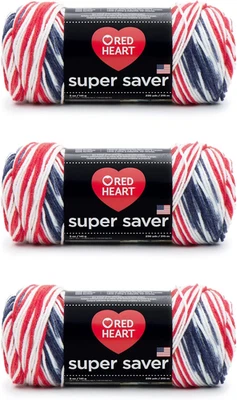 Red Heart Super Saver 纱线,3 包,Americana 3 件 — 第 1/4 张图片