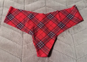 Victoria's Secret ROSA Rojo Cuadros No Show Tanga Panty ~ GRANDE ~ ¡NUEVO CON ETIQUETAS! - Imagen 1 de 4