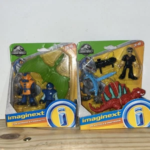 LOT OF 2 Imaginext Jurassic World Park Workers & Dr Malcolm Dimetrodon Pterodact - Picture 1 of 6