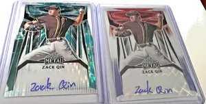 2023 Leaf Metal AUTO ZACK QIN WATER PULSAR 1/1 & RED WHITE BLUE 1/1 PADRES - Picture 1 of 2