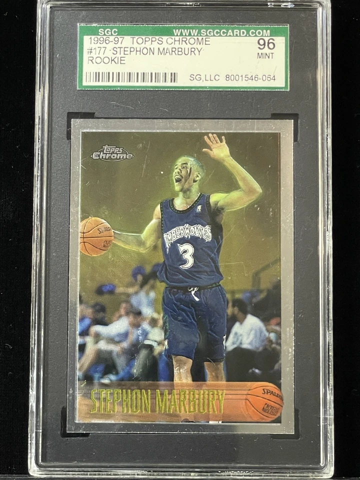 1996-97 Topps #177 Chrome Stephon Marbury Embossed RC *Vintage SGC 96 MINT - Image 1 of 4