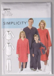 9211 SIMPLICITY - PAJAMAS & NIGHTSHIRT - UNISEX Kids Sz S/M/L/XL - Picture 1 of 2