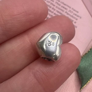 Authentic Pandora 20th Anniversary 2020 Limited Edition Silver HEART Charm  - Picture 1 of 9
