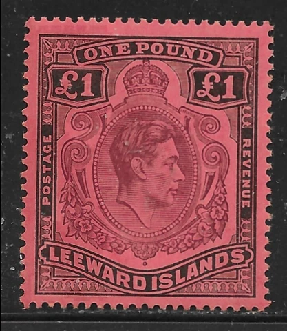 LEEWARD ISLANDS             SG114a         PERF 14     BROWN GUM  MNH Cover