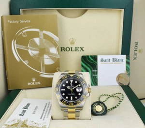 ROLEX 18kt Gold & Stainless Steel GMT Master II Black Dial 116713LN - SANT BLANC - Picture 1 of 6