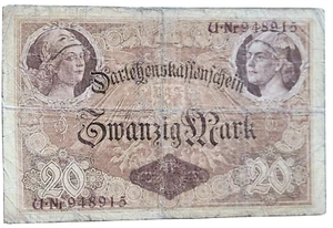 GERMANY 20 MARK REICHSBANKNOTE 1914 VERY RARE NO RESERVE - Foto 1 di 2