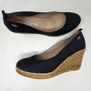 VISCATA MARQUESA LONA CUÑA ZAPATOS DE SALÓN ALPARGATA CUÑAS NEGRO TOSTADO MUJER 42 US 11 - Imagen 1 de 6
