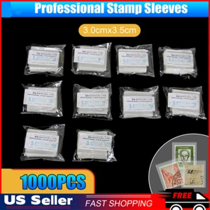 Lot 1000 Pcs Stamp Sleeves Holders Professional Collection Protection 3x3.5cm - Picture 1 of 9