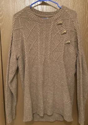 Suéter de punto grueso marrón talla L tallado con volantes para mujer Foto 1 de 3