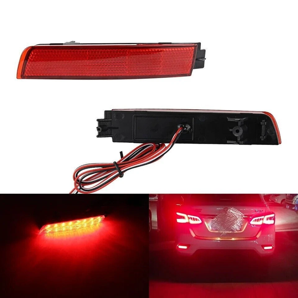 2x Luz de freno trasera reflector parachoques trasero LED lente roja para Nissan Juke 2011-2014 Foto 1 de 4