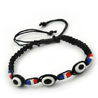 Black Evil Eye Protection Acrylic Bead Cord Bracelet/ Adjustable