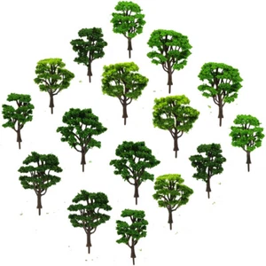 16pcs Mixed Size HO Scale Model Railway Green Model Trees Courtyard Scenic - Picture 1 of 6