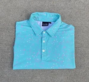Sunday Swagger Paint Splatter Performance Stretch Golf Polo Mint Multi Men Large - Picture 1 of 3