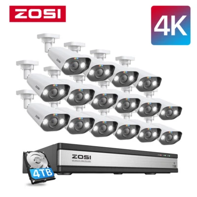 Sistema de cámara de seguridad ZOSI 8CH/16CH 4K 8MP POE H.265+ HDD de detección de audio AI de 4 TB Foto 1 de 4