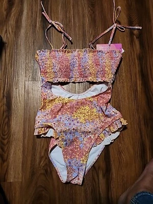 Summer Crush Juniors 1 pc Elastic Front Floral Swim Suit Women's Size XS - Image 1 of 4