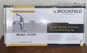 🔥NEW BROOKFIELD SINGLE HANDLE FAUCET WITH POP-UP Polished Chrome - Picture 1 of 3