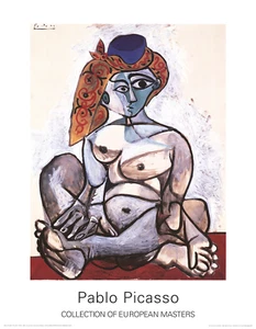 PABLO PICASSO Woman with Turban 35.5" x 27.5" Poster 1995 Cubism Red, Brown Nude - Picture 1 of 1