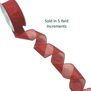Kirkland Wire Edged Ribbon RED 5 Yards Christmas Holiday Decorate Bow Gift 2.5" - Picture 1 of 24