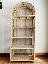 Vintage Shelf Wicker Rattan Bamboo Unit Boho Chic Tiki