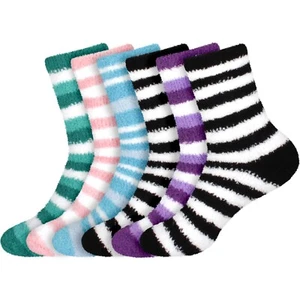 Cozy Home Stripe Socks - 6 Pair Assortment S1 - Picture 1 of 6