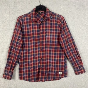 Volcom Shirt Mens Large Red Plaid Button Up Long Sleeve Flannel Modern Fit - Picture 1 of 10