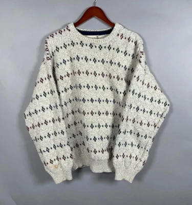 Fieldmaster Textured Geometric Pattern Sweater Adult Large Light Gray Cotton Dad - Image 1 of 4