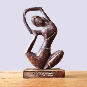Hand Carved Wooden Yoga Lady, Eco-Friendly Figurines, Decorative Ornaments, - Picture 1 of 16