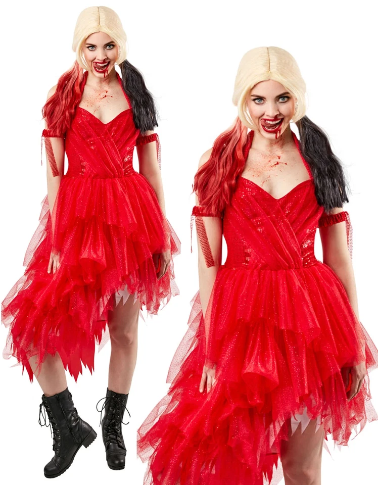 Suicide Squad 2 Harley Quinn Dress Ladies Red Dress Halloween Fancy Dress - Image 1 of 1