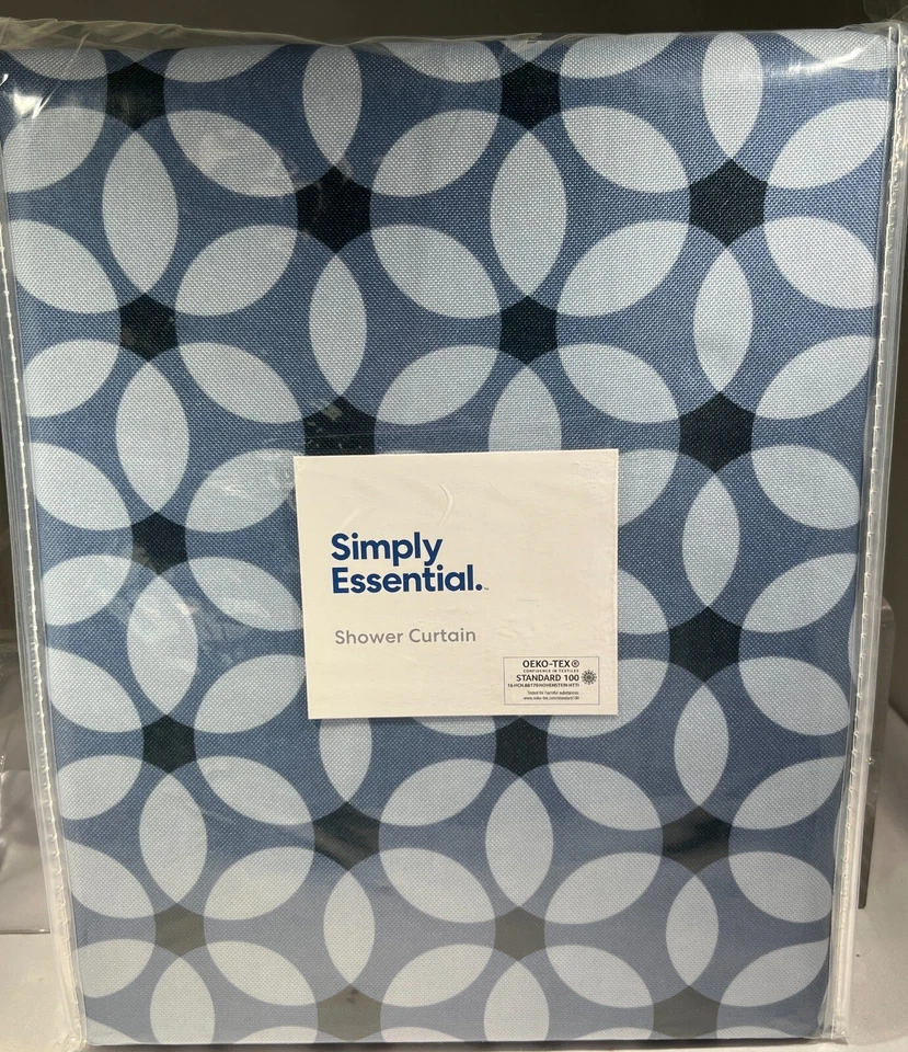 Cortina de ducha Simply Essential 72" x 84" - AZUL - Geo pétalo Foto 1 de 1