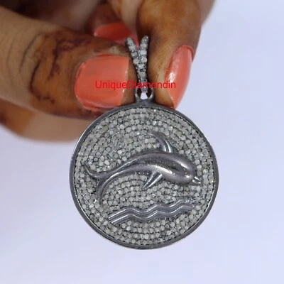 Whale style pendant 925 Sterling Silver Handmade finish diamond Pendant Jewelry - Image 1 of 4