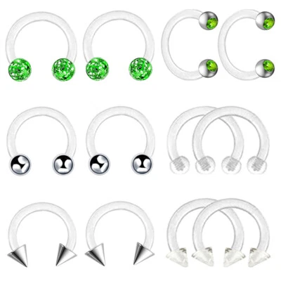 12 X CZ акриловый гибкий бар подкова нос кольцо бар уха трагус пирсинг комплект - Изображение 1 из 4