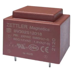 Zettler Printtransformator BV302S EI30 1,8VA 230V 9V 200mA kurzschlussfest - Bild 1 von 2