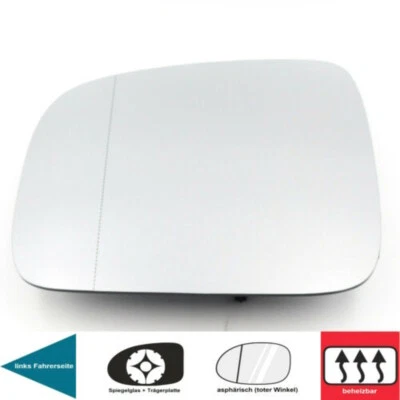 Spiegelglas heizbar links asphärisch für VW Caddy 3 / VW Multivan T5 7H1857521N - Bild 1 von 2