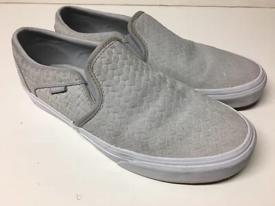 Vans Classic Slip-On Suede Herringbone Texture Gray/White Women's Size USA 9 - Image 1 of 4