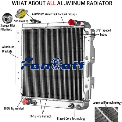 3 Rows Aluminum Radiator Fit 1987-2006 Jeep Wrangler YJ TJ 2.4L 2.5L 4.0L 4.2L Foto 1 de 4