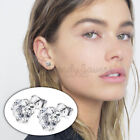 6Mm Silver Surgical Steel Sparkling Crystal Ear Piercing Stud Earrings