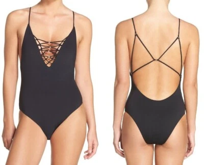 Traje de baño Dolce Vita talla L negro con tiras busto y espalda una pieza Maillot nuevo con etiquetas Foto 1 de 4